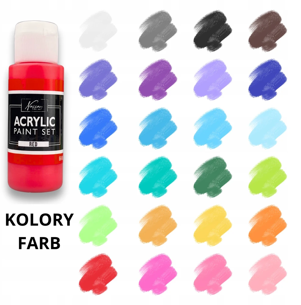 Bez Marki Rinkinys DO MALOWANIA FARBY AKRYLOWE 24X59ml +12 PĘDZLI DUŻY ARTYSTYCZNY 36EL
