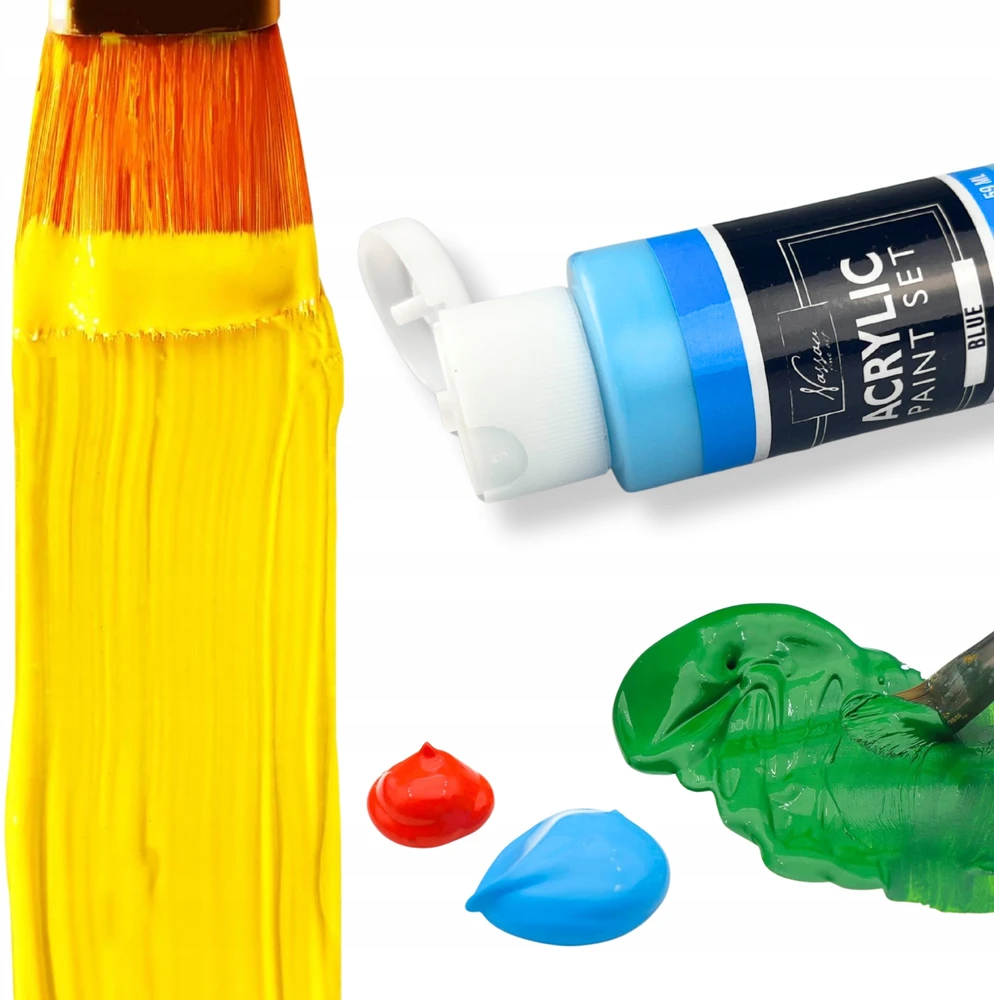 Bez Marki Rinkinys DO MALOWANIA FARBY AKRYLOWE 24X59ml +12 PĘDZLI DUŻY ARTYSTYCZNY 36EL