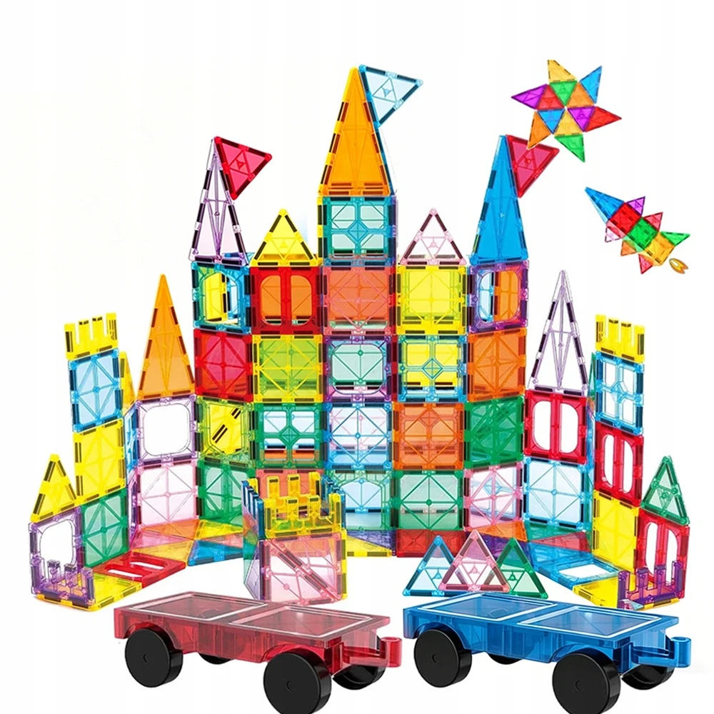Bez Marki Rinkinys Kaladėlės MAGNETYCZNE KONSTRUKCYJNE PANELE MAGNETIC TILES 100 + GRATISY