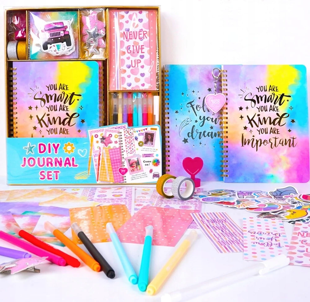 Bez Marki Rinkinys KREATYWNY ZESZYT PAMIĘTNIK DLA DZIEWCZYNEK NAKLEJKI SCRAPBOOKING DIY