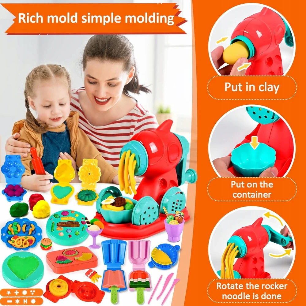 Bez Marki Rinkinys plastilininės tešlos ledų gaminimo aparatui Makaronų priedai 52 vnt