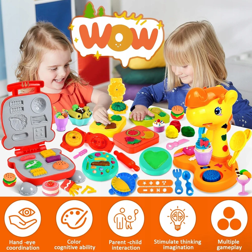 Bez Marki Rinkinys plastilininės tešlos ledų gaminimo aparatui Makaronų priedai 52 vnt