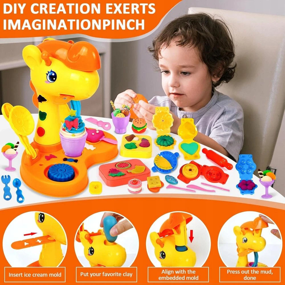 Bez Marki Rinkinys plastilininės tešlos ledų gaminimo aparatui Makaronų priedai 52 vnt