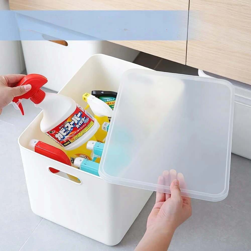 Bez Marki Rinkinys pojemników su pokrywkami – plastikowe kosze su laikikliu organizery