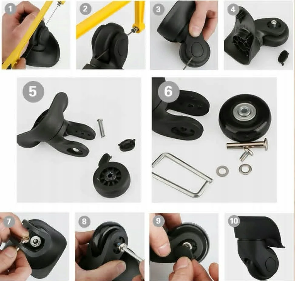 Bez Marki RollFix lagamino ratukai 50mm 2 vnt. + Varžtai + šešiabriauniai raktai - Remonto komplektas