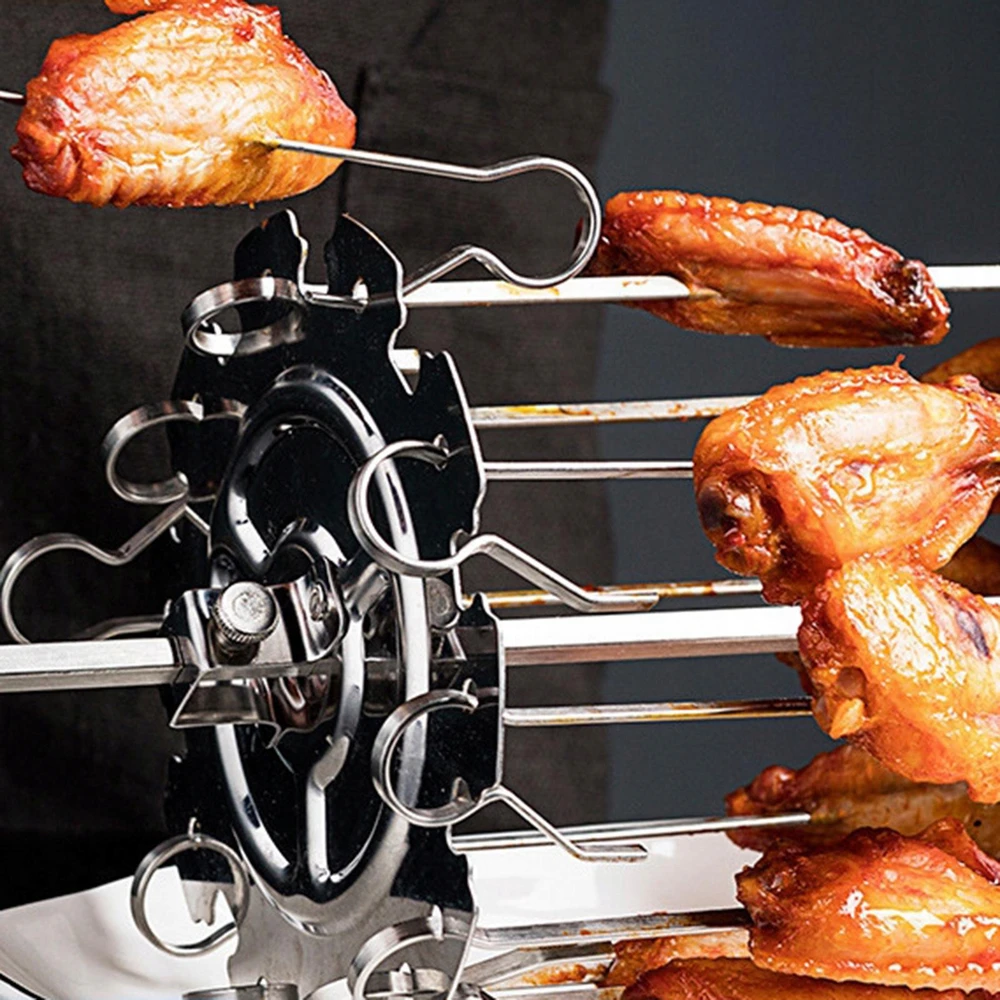 Bez Marki Rotisserie Skewer Cage BBQ Rolling Grilis Basket Rotisserie Kebab Iešmo rinkinys