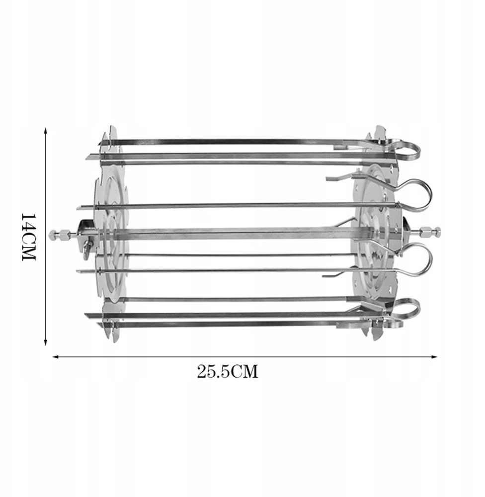 Bez Marki Rotisserie Skewer Cage BBQ Rolling Grilis Basket Rotisserie Kebab Iešmo rinkinys