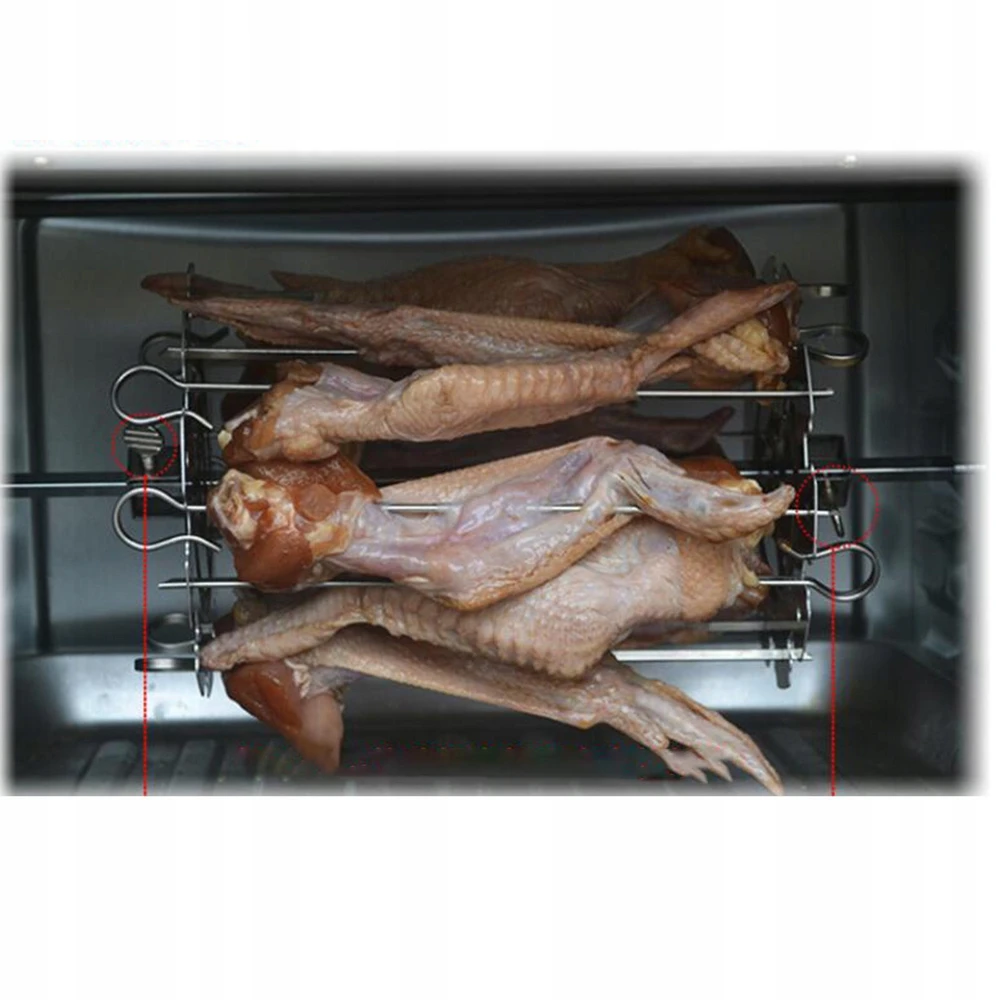 Bez Marki Rotisserie Skewer Cage BBQ Rolling Grilis Basket Rotisserie Kebab Iešmo rinkinys