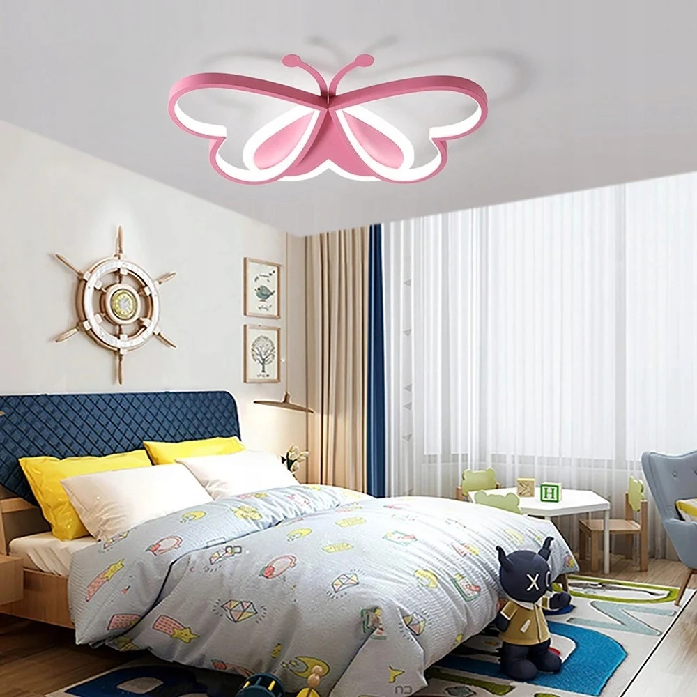 Bez Marki Różowa Lampa sufitowa w kształcie Motyla Oliwka 1 |pokój dla dziecka|36W