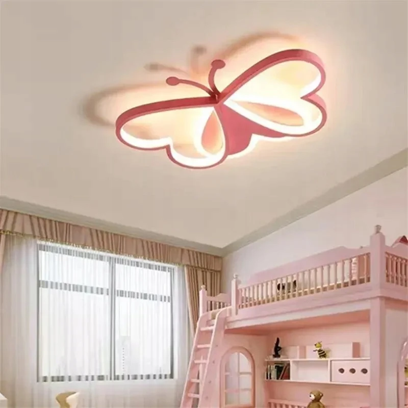 Bez Marki Różowa Lampa sufitowa w kształcie Motyla Oliwka 1 |pokój dla dziecka|36W