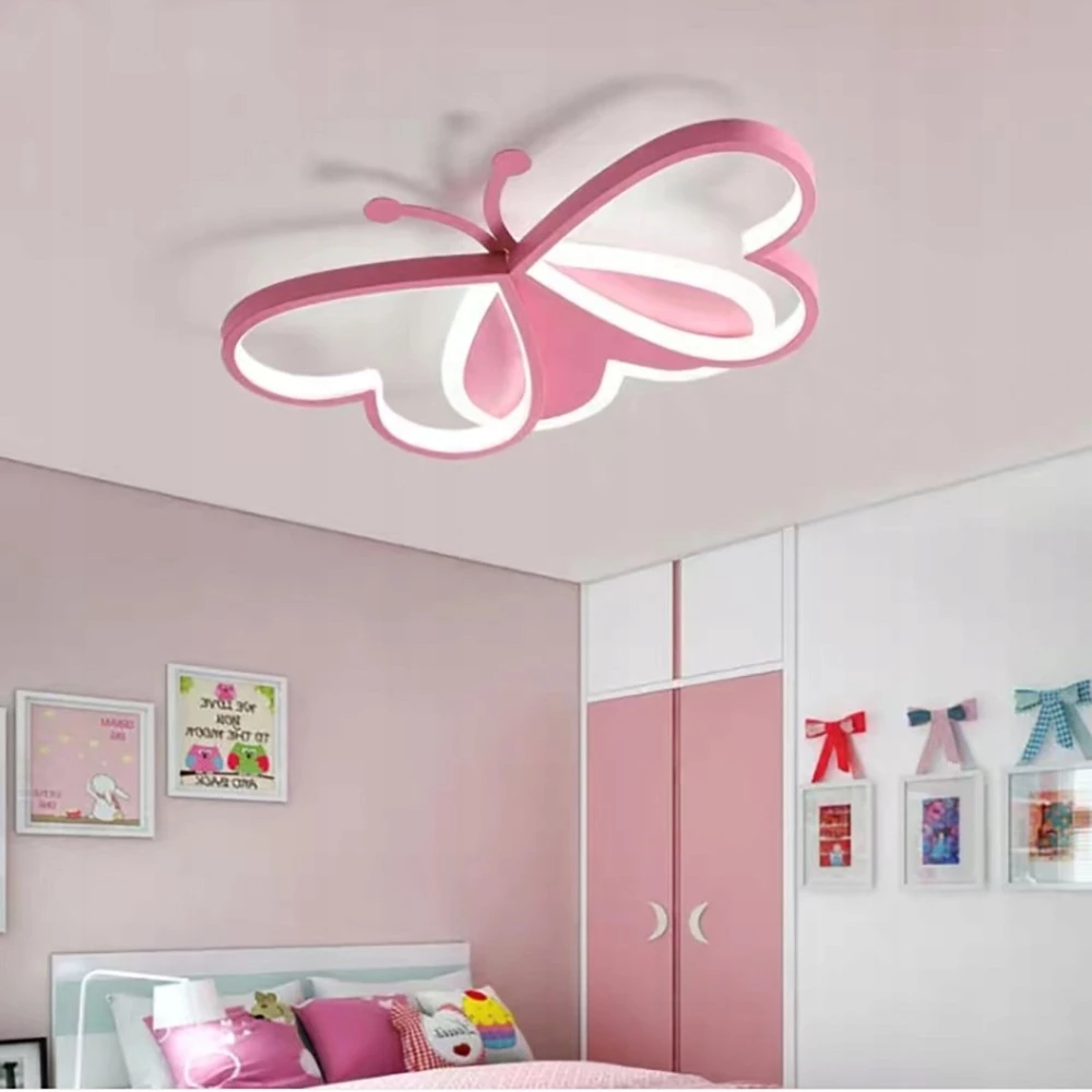 Bez Marki Różowa Lampa sufitowa w kształcie Motyla Oliwka 1 |pokój dla dziecka|36W