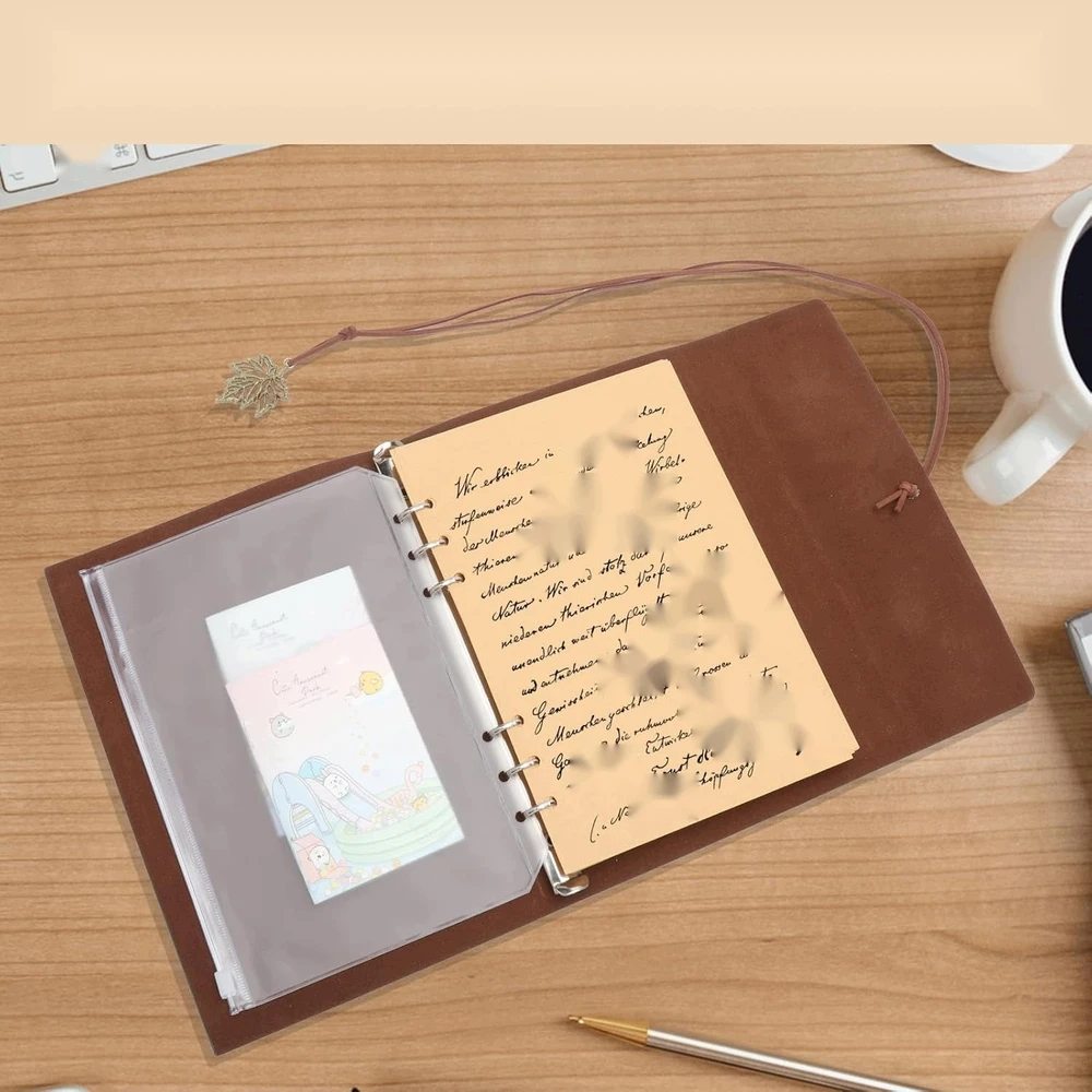 Bez Marki SĄRAŠŲ KNYGA A5 BINDER BINDER PU ODA RETRO TUŠČIA KNYGA ŽALIA ŽYMĖ