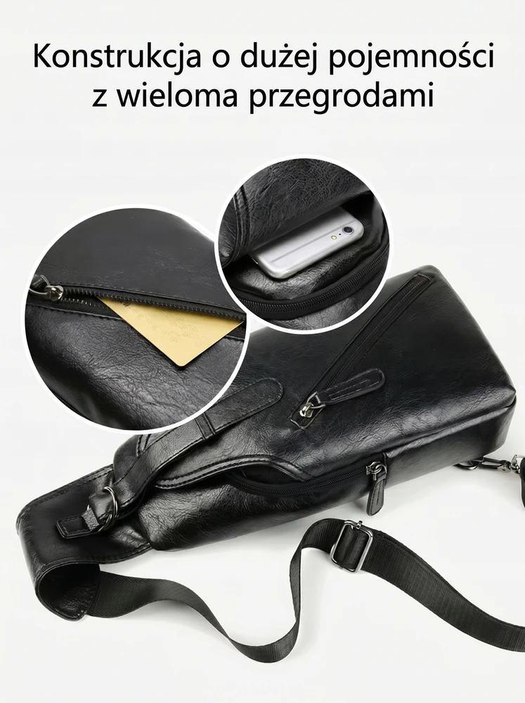 Bez Marki SASZETKA NA RAMIĘ NERKA MĘSKA Kuprinė MAŁY JUODA