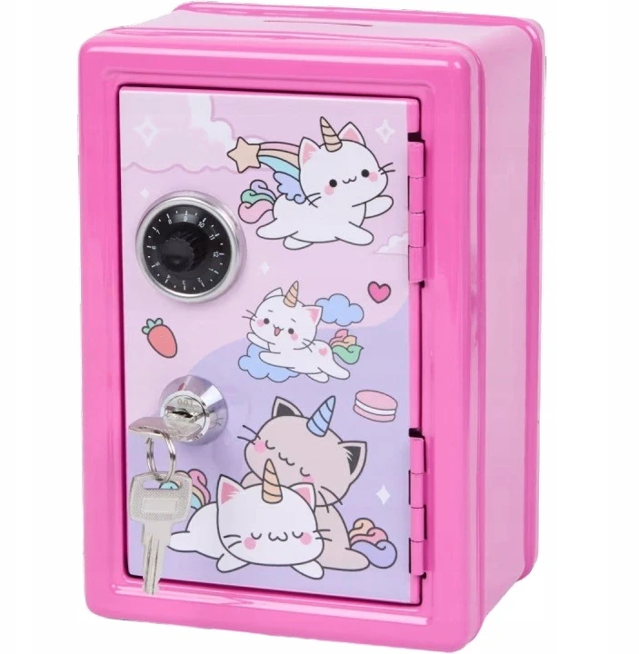 Bez Marki Sejf zamek szyfrowy Kasetka na pieniądze metalo sp. 18x12x9,5 cm Róż Unicorn