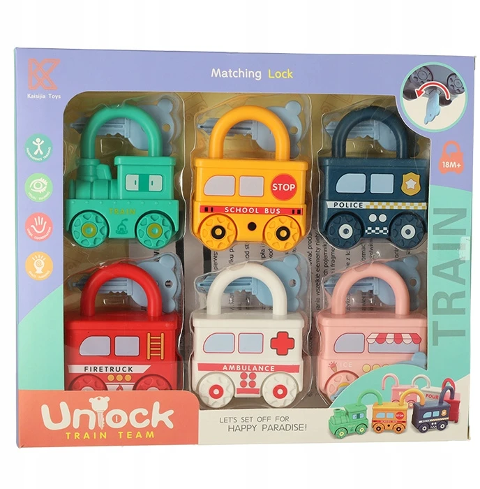 Bez Marki Mokomasis dėlionės žaidimas automobilių blokai, pakabinamos spynos, sensorinis žaislas Montessori