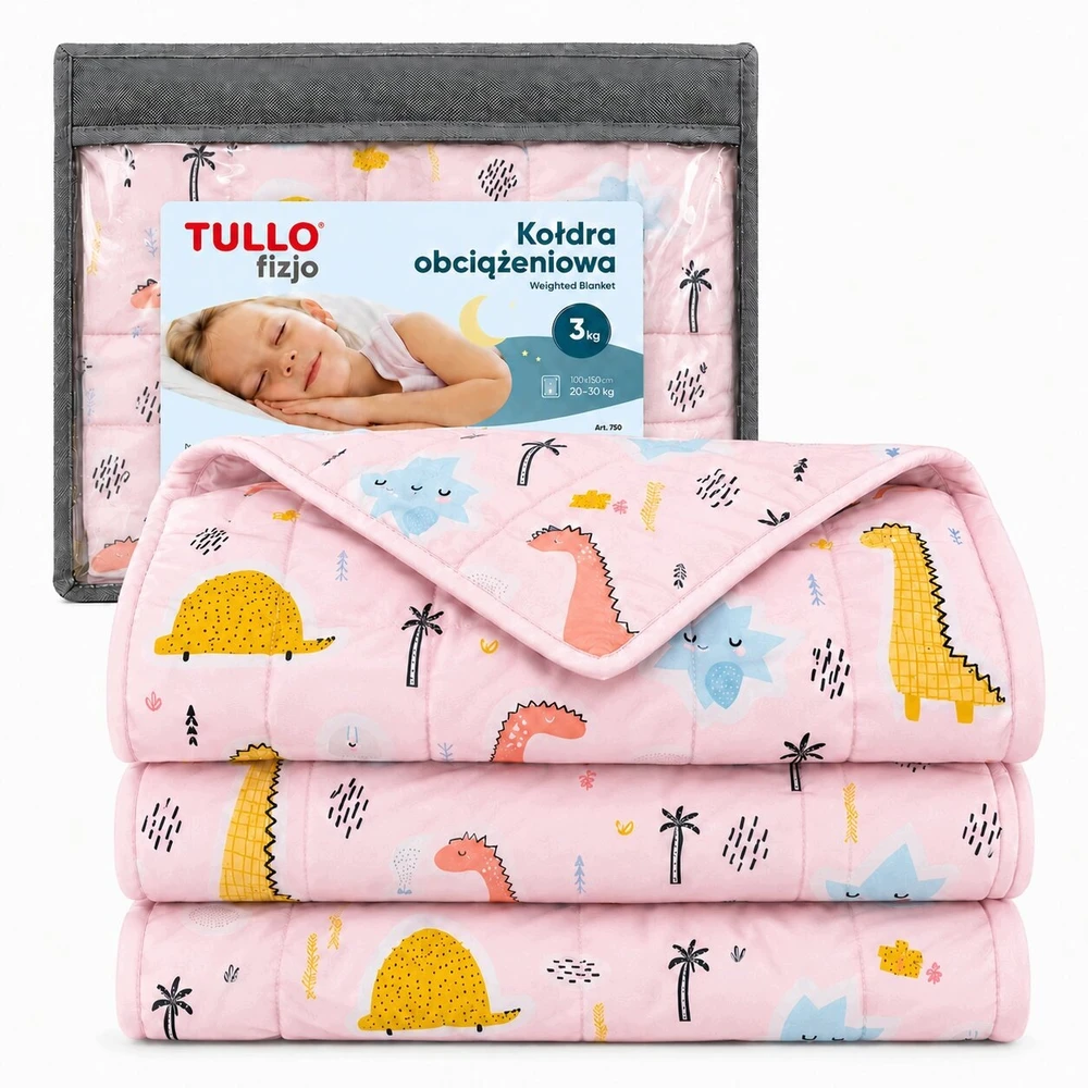 AM Tullo Bez Marki Sensoryczna kołdra obciążeniowa 3kg Różowa 100 cm x 150 cm TULLO