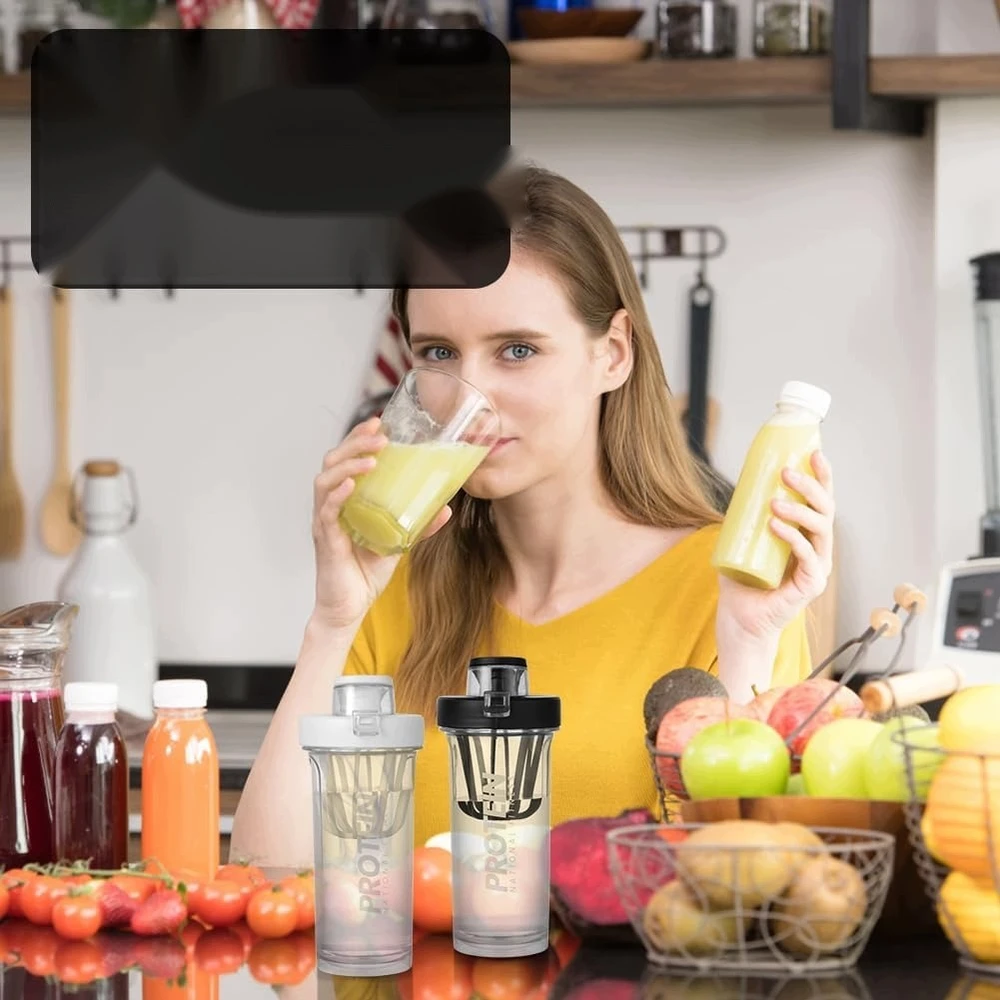 Bez Marki SHAKER 500 ml BUTELINIS BALTYMŲ PUODULIS VANDENS KOKTEILIAMS LAIKYTIS KAIRIS MIŠYKLĖLIS