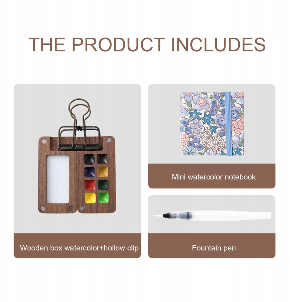 Bez Marki Shimink Mini Sketchbook Set 8 Color Watercolor Box Kelioninis akvarelės rinkinys