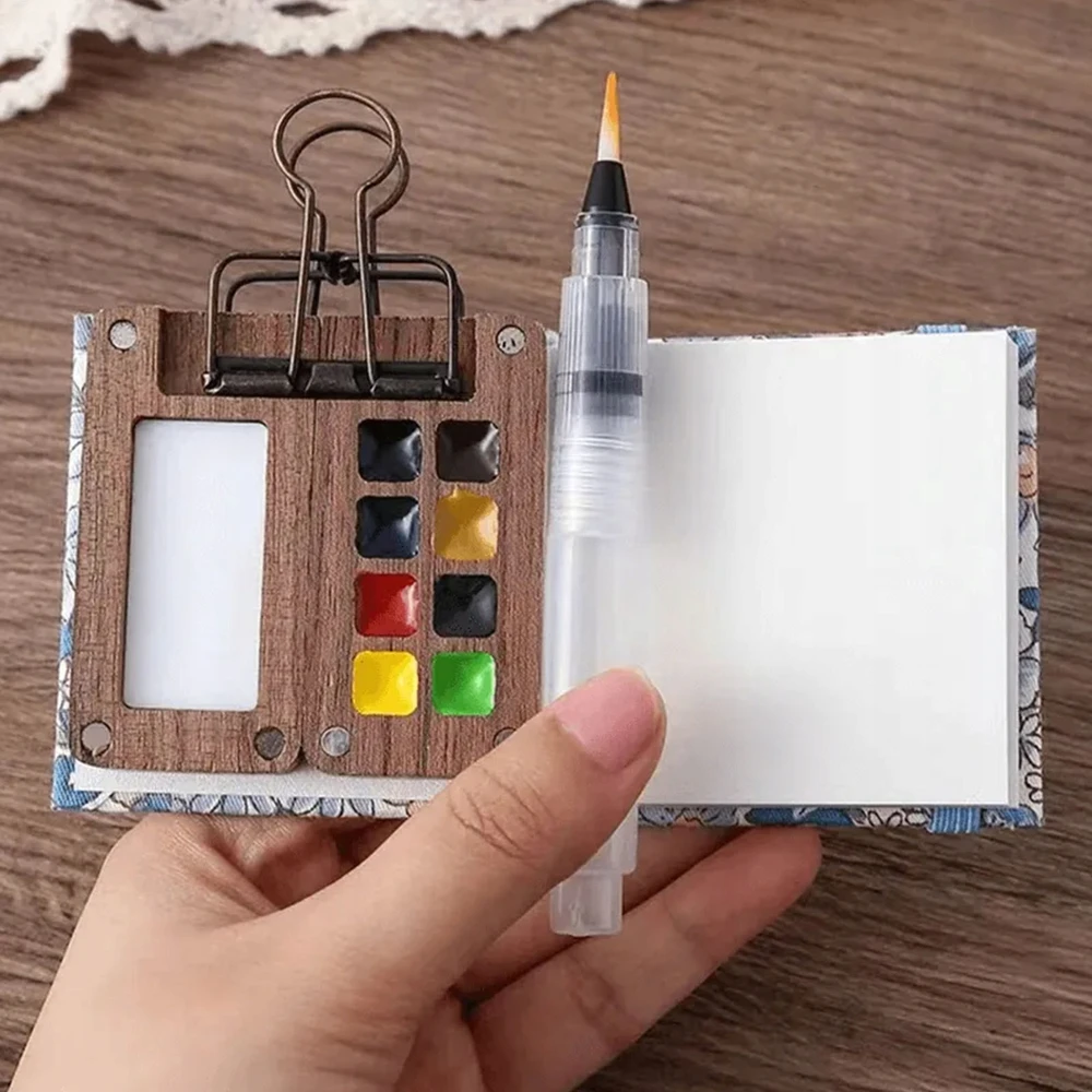 Bez Marki Shimink Mini Sketchbook Set 8 Color Watercolor Box Kelioninis akvarelės rinkinys
