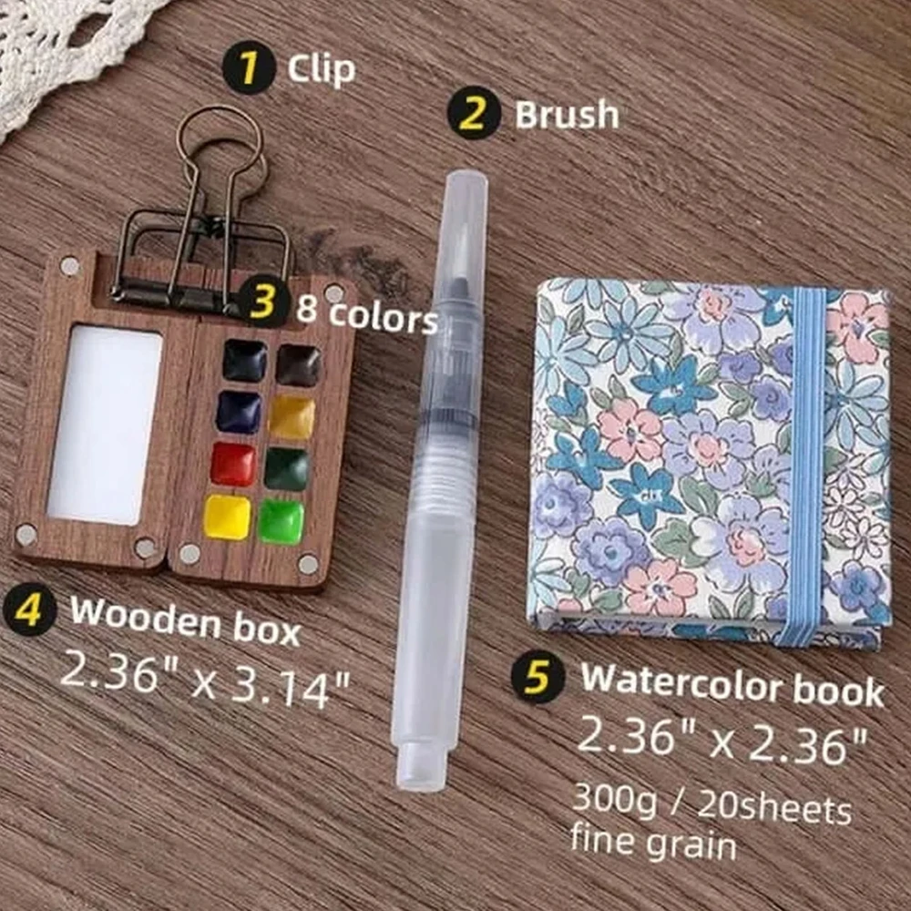 Bez Marki Shimink Mini Sketchbook Set 8 Color Watercolor Box Kelioninis akvarelės rinkinys