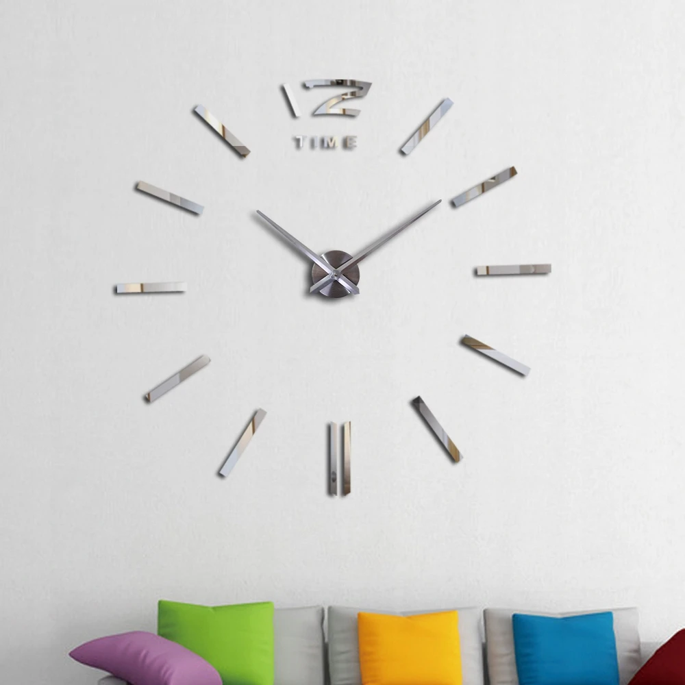 Bez Marki Sieninis laikrodis DIY DUŻY NAKLEJANY NA ŚCIANĘ 3D CICHY 65-120 CM LUSTRZANY