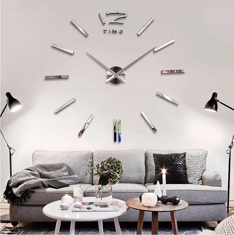 Bez Marki Sieninis laikrodis DIY DUŻY NAKLEJANY NA ŚCIANĘ 3D CICHY 65-120 CM LUSTRZANY