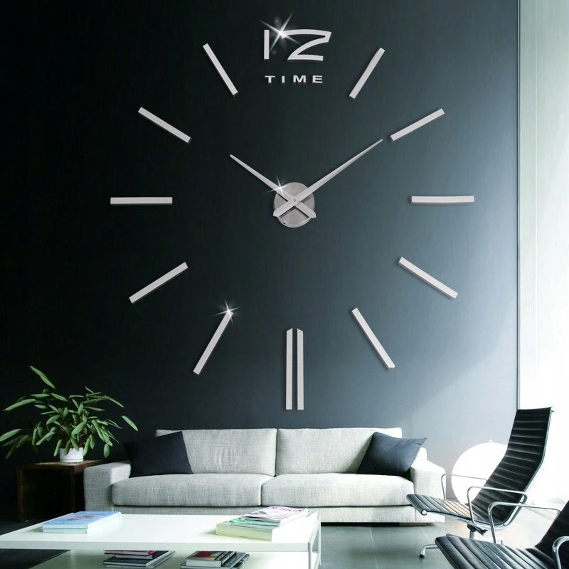 Bez Marki Sieninis laikrodis DIY DUŻY NAKLEJANY NA ŚCIANĘ 3D CICHY 65-120 CM LUSTRZANY