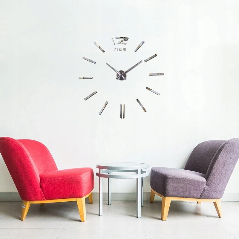 Bez Marki Sieninis laikrodis DIY DUŻY NAKLEJANY NA ŚCIANĘ 3D CICHY 65-120 CM LUSTRZANY
