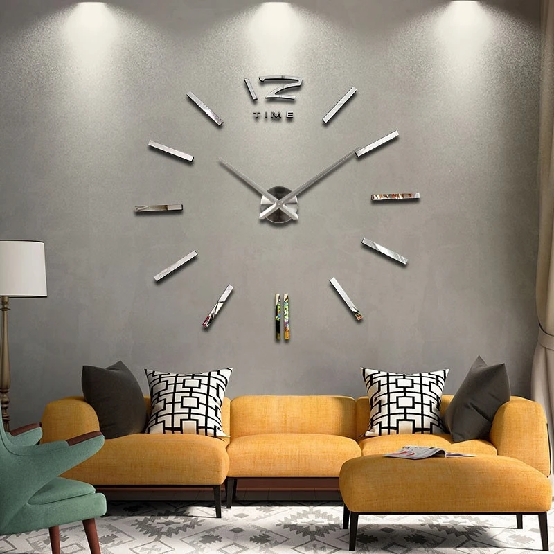 Bez Marki Sieninis laikrodis DIY DUŻY NAKLEJANY NA ŚCIANĘ 3D CICHY 65-120 CM LUSTRZANY