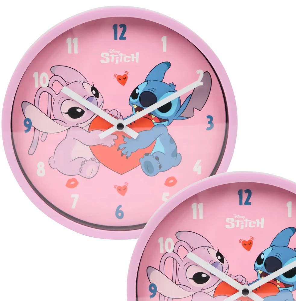 Bez Marki Sieninis laikrodis WISZĄCY DLA DZIECI STITCH ROŽINĖ ANALOGOWY NA ŚCIANĘ OZDOBA
