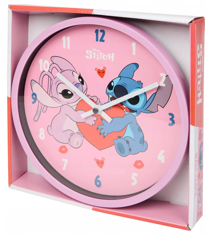 Bez Marki Sieninis laikrodis WISZĄCY DLA DZIECI STITCH ROŽINĖ ANALOGOWY NA ŚCIANĘ OZDOBA