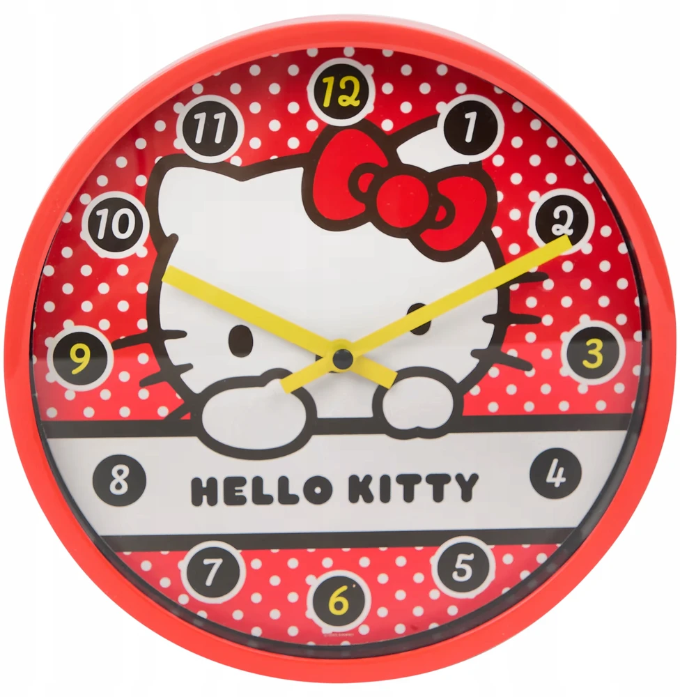 Bez Marki Sieninis laikrodis WISZĄCY DLA DZIECI HELLO KITTY Raudonas ANALOGOWY NA ŚCIANĘ