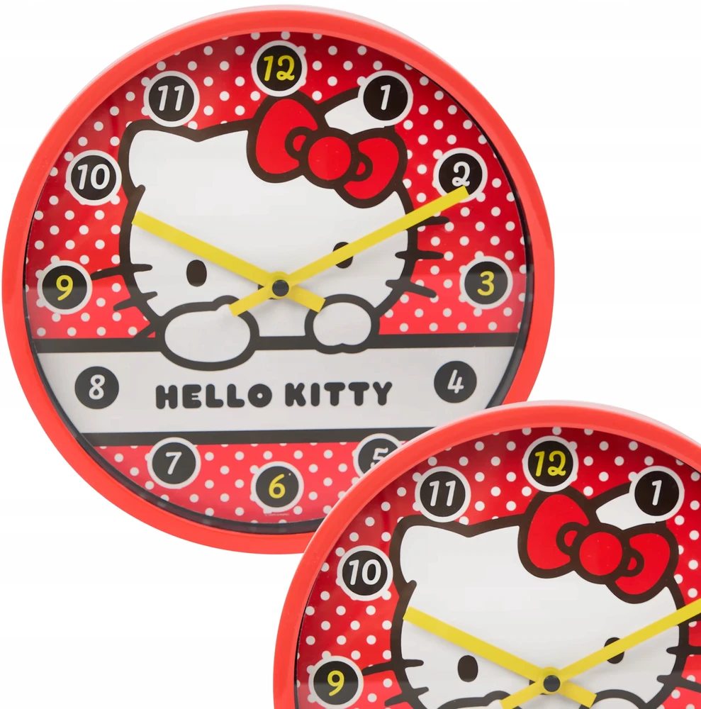 Bez Marki Sieninis laikrodis WISZĄCY DLA DZIECI HELLO KITTY Raudonas ANALOGOWY NA ŚCIANĘ