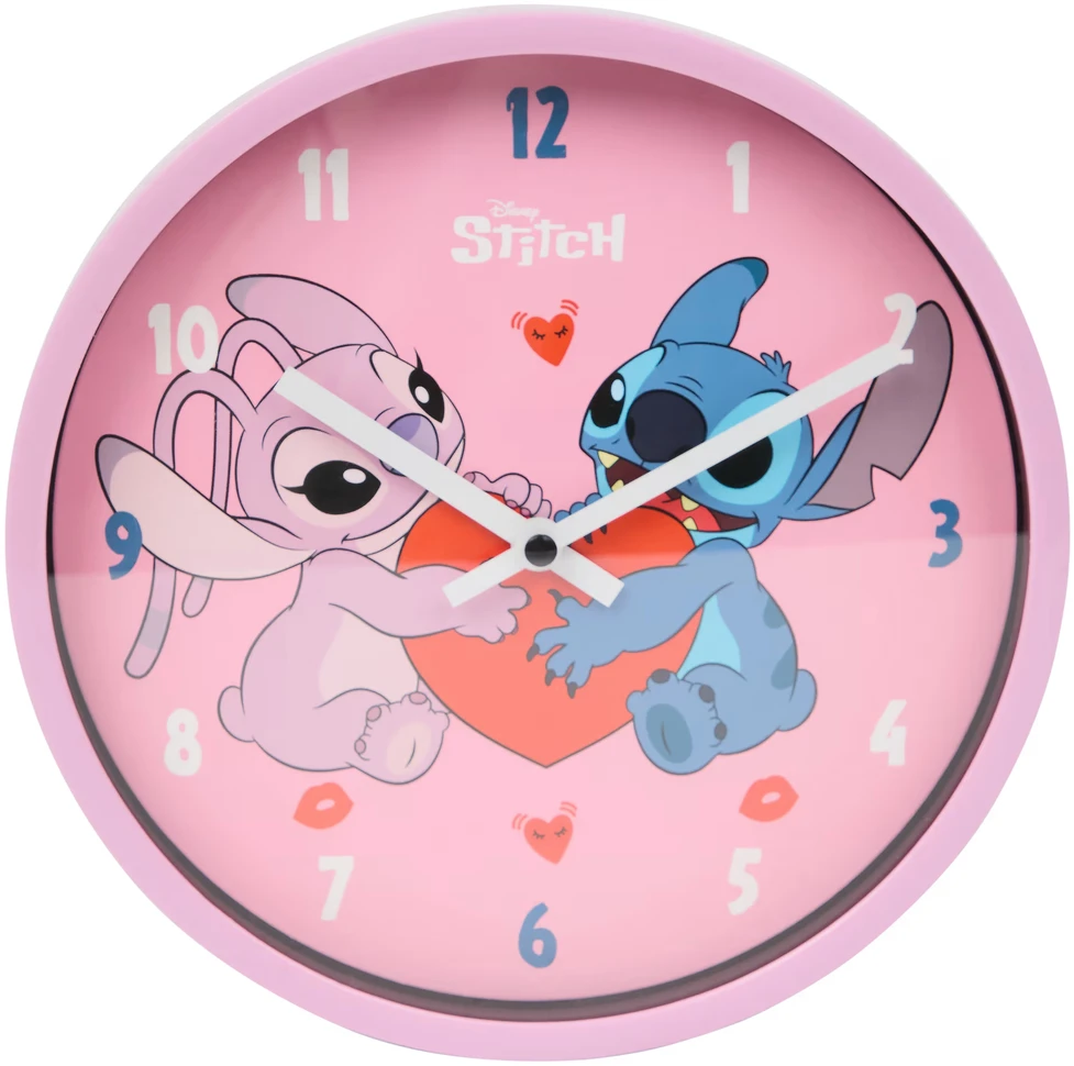 Bez Marki Sieninis laikrodis WISZĄCY DLA DZIECI STITCH ROŽINĖ ANALOGOWY NA ŚCIANĘ OZDOBA