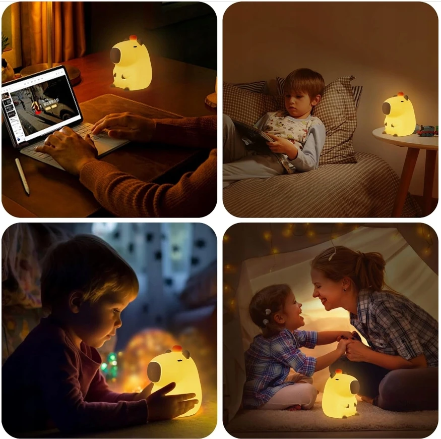 Bez Marki Silikoninė Kapibara Led Naktinė Lempa Vaikams Rgb Usb Spalvota