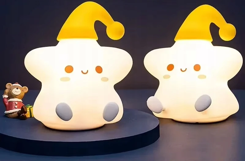 Bez Marki Silikoninė Led naktinė lemputė "žvaigždutė" vaikams, Rgb spalvos