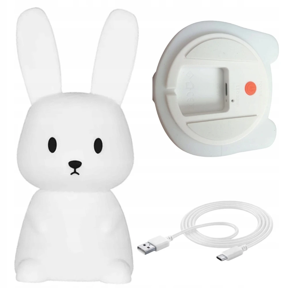 Bez Marki Silikoninė Led naktinė lemputė "kiškutis" - spalvota, Usb įkrovimas