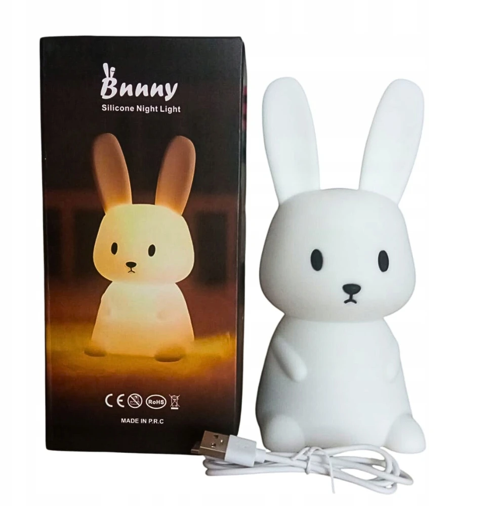 Bez Marki Silikoninė Led naktinė lemputė "kiškutis" - spalvota, Usb įkrovimas