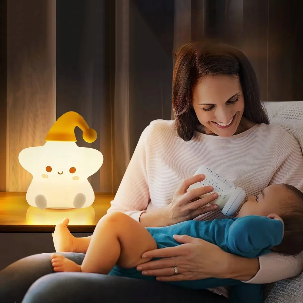 Bez Marki Silikoninė Led naktinė lemputė "žvaigždutė" vaikams, Rgb spalvos