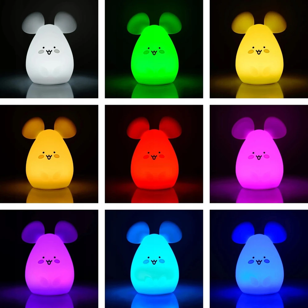 Bez Marki Silikoninė Led naktinė lemputė pelė Rgb su pulteliu vaikams
