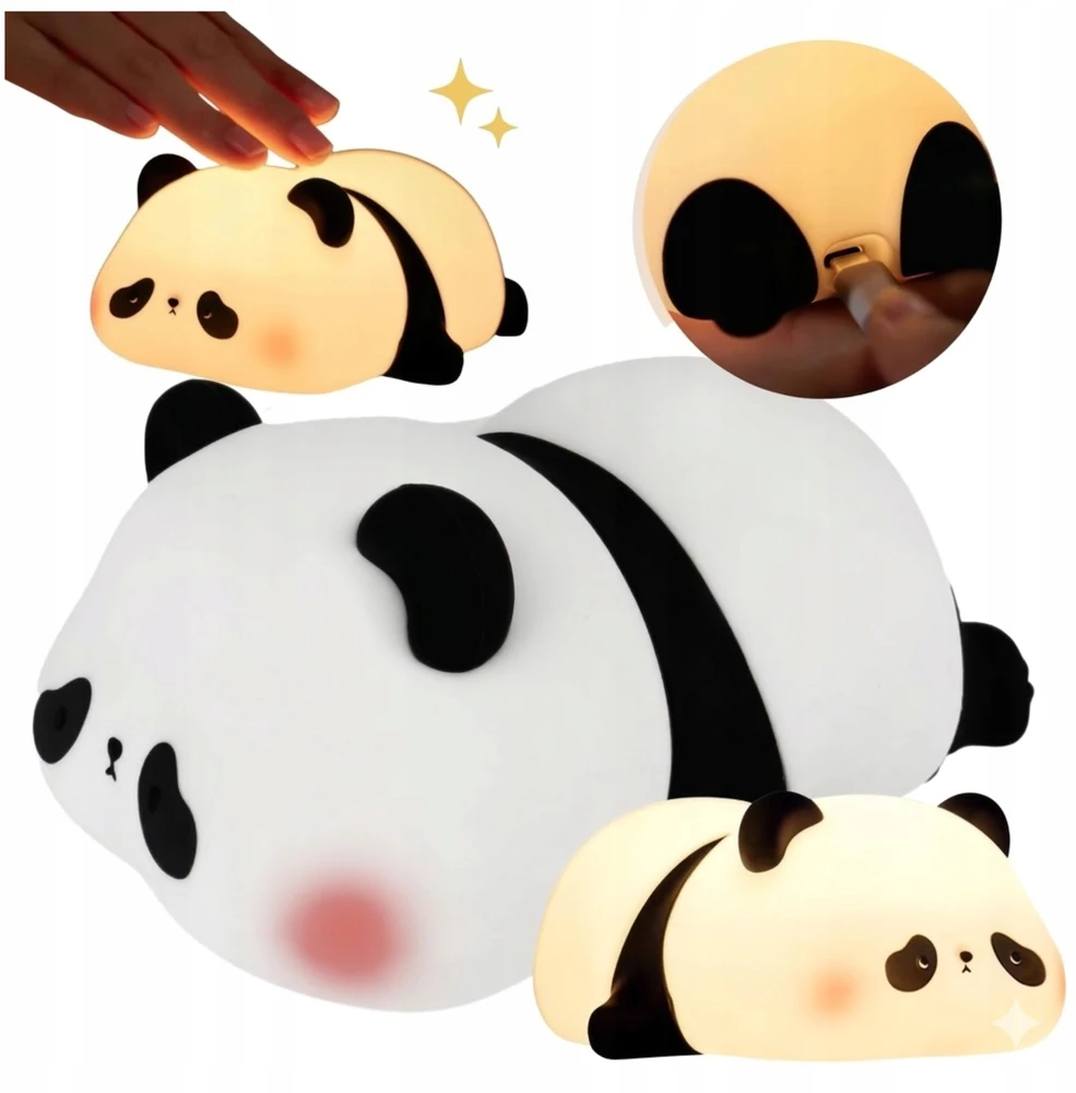 Creative Bez Marki SILIKONINĖ NAKTINĖ LEMPA VAIKAMS, PANDA, MINKŠTAS, SAUGIUS LIETIMO