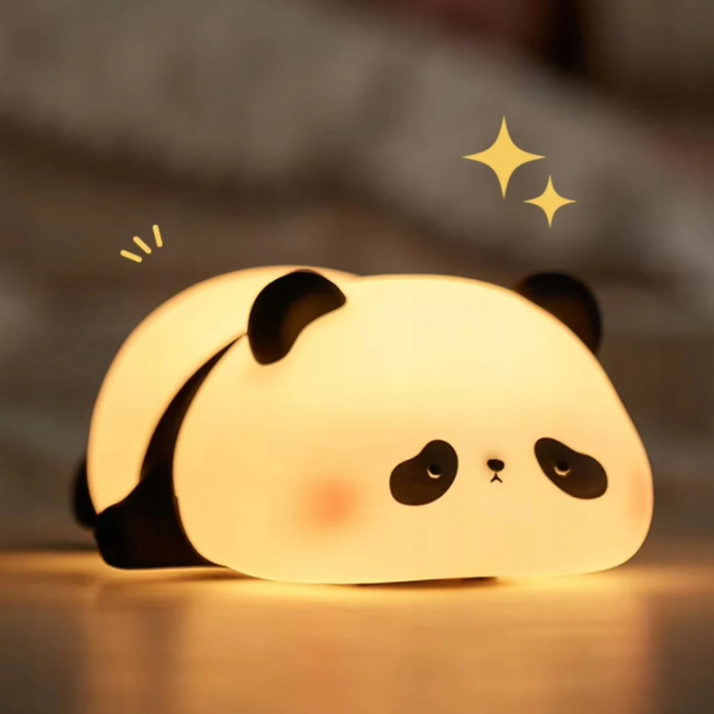 Creative Bez Marki SILIKONINĖ NAKTINĖ LEMPA VAIKAMS, PANDA, MINKŠTAS, SAUGIUS LIETIMO