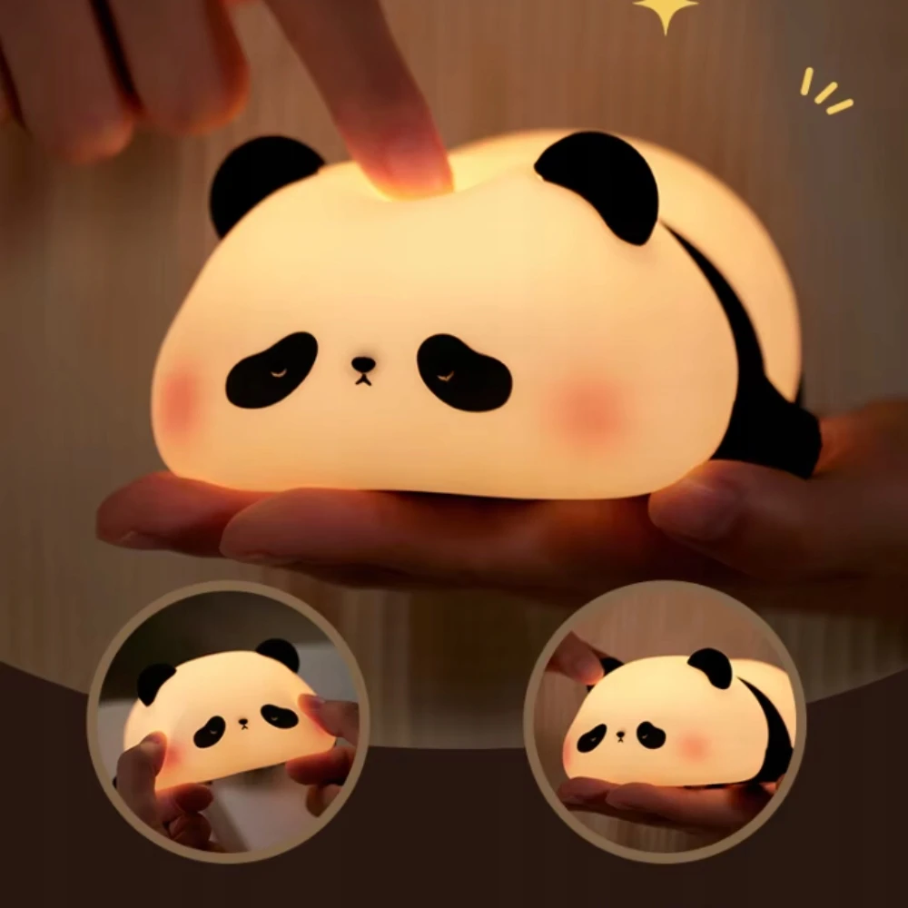 Creative Bez Marki SILIKONINĖ NAKTINĖ LEMPA VAIKAMS, PANDA, MINKŠTAS, SAUGIUS LIETIMO