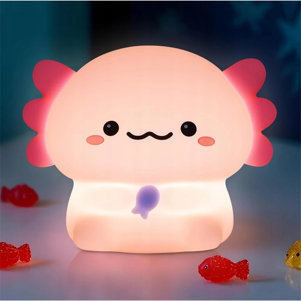 Bez Marki Silikoninė naktinė lemputė Axolotl vaikams su ryškumo reguliavimu