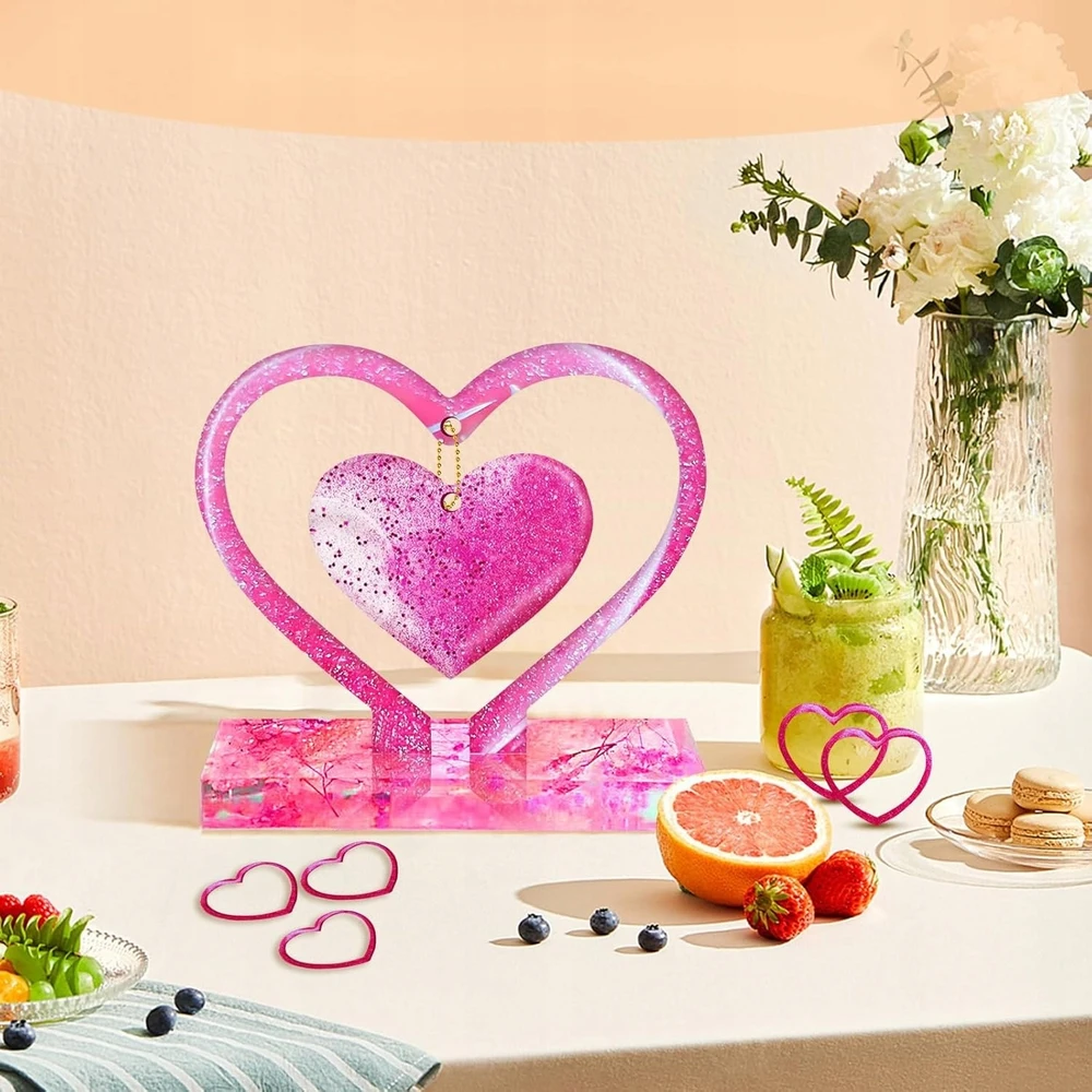 Bez Marki SILIKONINĖS FORMOS 4 VIENETĖS ŠIRDYS RĖMAS DERVOS DIY DOVANOS