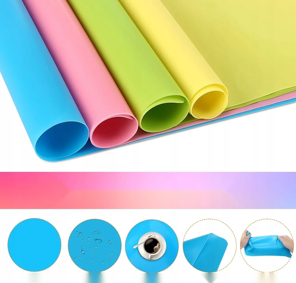 Bez Marki SILIKONINIAI KILMĖLIAI 4 VIENETŲ 40X30CM SPALVINGAS APSAUGINIŲ RINKINYS DIDELIS
