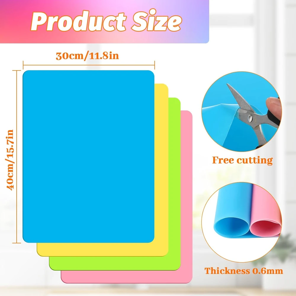Bez Marki SILIKONINIAI KILMĖLIAI 4 VIENETŲ 40X30CM SPALVINGAS APSAUGINIŲ RINKINYS DIDELIS