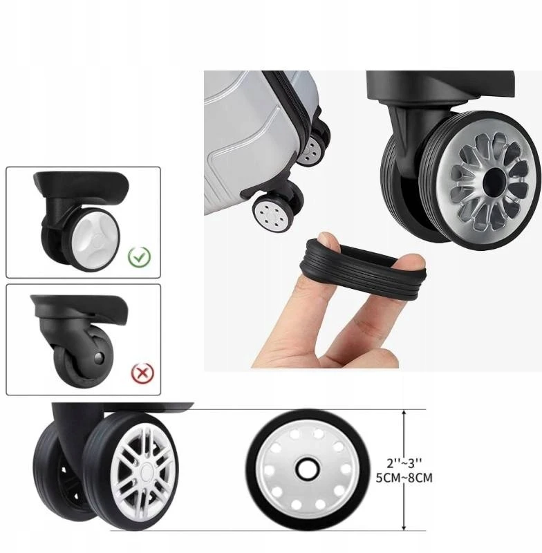 Kelioninis Bez Marki Silikoninis bagažo rato užvalkalas SEAT WHEEL COVERS lagaminams 8 vnt
