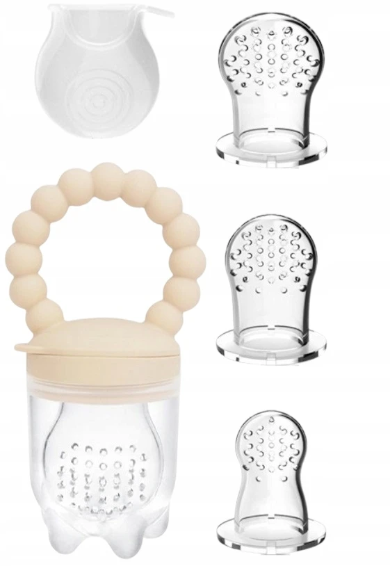 Bez Marki SILIKONINIS DANTAS MAISTO PATIEKIMUI 4in1 SET BEIGE 4M+
