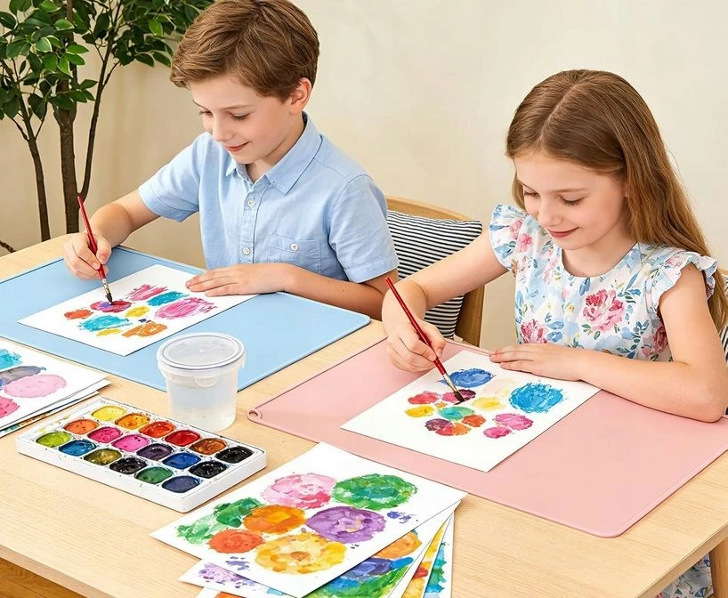 Bez Marki Silikoninis dažymo kilimėlis 60x40, mokyklai, stalui, 2 vnt